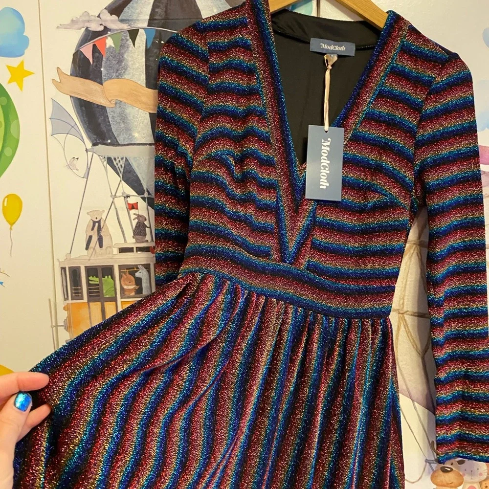 Modcloth rainbow sparkle dress small nwt - Picture 3 of 5